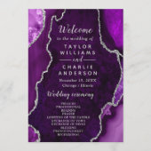 Purple and Silver Agate Wedding Program Programmakaart (Voorkant)