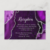 Purple and Silver Agate Wedding Reception Informatiekaartje (Voorkant)