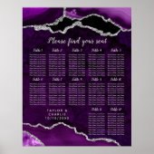 Purple and Silver Agate Wedding Seating Chart Poster (Voorkant)