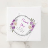Purple and Silver Elegant Flowers Birthday Bedankjes Labels (In situ)
