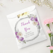 Purple and Silver Elegant Flowers Birthday Bedankzakje (Gezegeld)
