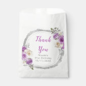 Purple and Silver Elegant Flowers Birthday Bedankzakje (Voorkant)