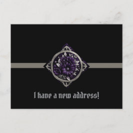 Purple and Silver Flowers in Gothic Frame COA Briefkaart