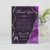 Purple and Silver Glitter Agate & Marble Wedding Bedankkaart (Staand voorkant)