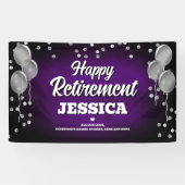 Purple and Silver Happy Retirement  Spandoek (Horizontaal)