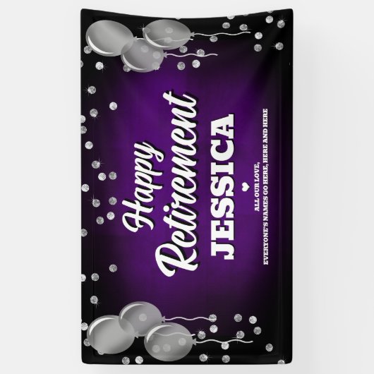 Purple and Silver Happy Retirement  Spandoek (Verticaal)