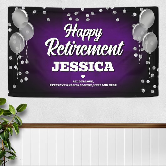 Purple and Silver Happy Retirement  Spandoek