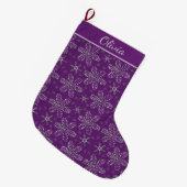 Purple and Silver Personalized Grote Kerstsok (Voorkant (Hangend))