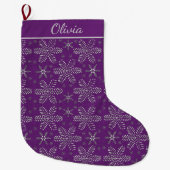 Purple and Silver Personalized Grote Kerstsok (Voorkant)