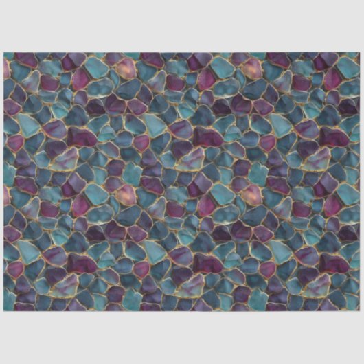 Purple and Teal Sea Glass Pattern Decoupage Tissuepapier (Voorkant)