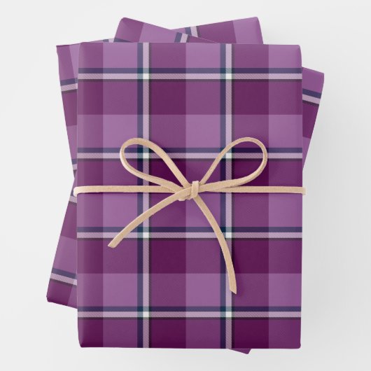 Purple and Trendy Pink Plaid Inpakpapier Vel (In situ)