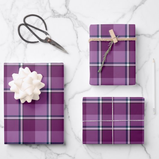 Purple and Trendy Pink Plaid Inpakpapier Vel (Voorkant)