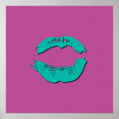 Purple and Turquoise Kissing Lips Poster (Voorkant)