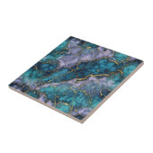 Purple and Turquoise Marble Ceramic Tile Tegeltje (Zijkant)