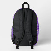 Purple and White Checkered Backpack Bedrukte Rugzak (Achterkant)