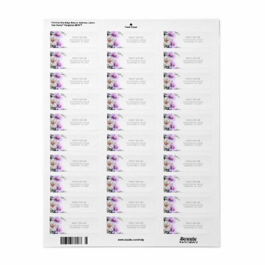Purple and White Daisies Return Address Label (Full Sheet)