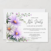 Purple and White Daisies Wedding After Party Kaart (Voorkant)