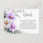 Purple and White Daisies Wedding Details Informatiekaartje (Voorkant)