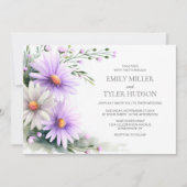 Purple and White Daisies Wedding  Kaart (Voorkant)