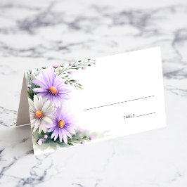 Purple and White Daisies Wedding Place Card Plaatskaartje