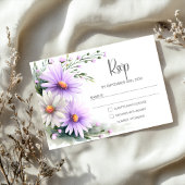 Purple and White Daisies Wedding RSVP Kaartje