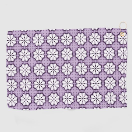 Purple and white floral patterned golfhanddoek (Horizontaal)