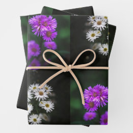 Purple and White Flowers Inpakpapier Vel