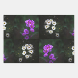 Purple and White Flowers Inpakpapier Vel