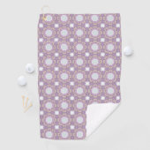 Purple and white geometric floral patterned  golfhanddoek (Insitu)