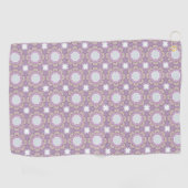 Purple and white geometric floral patterned  golfhanddoek (Horizontaal)