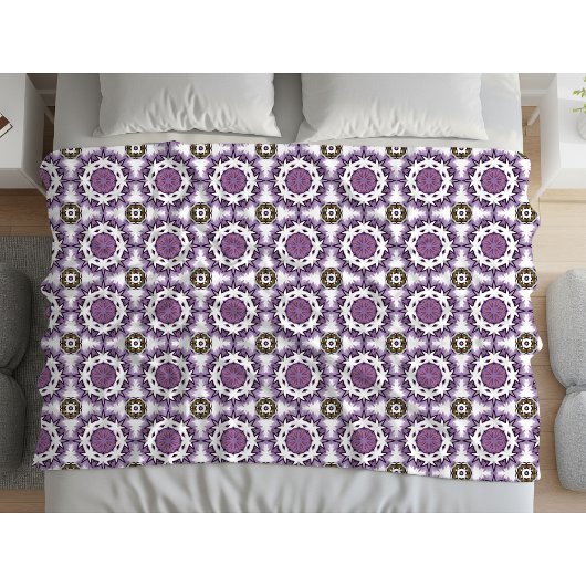 Purple and white geometric pattern Fleece Blanket Deken