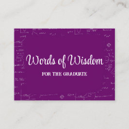 Purple and White Graduate Words of Wisdom Advice Informatiekaartje