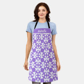 Purple and White Modern Geometric Floral Pattern Schort (Gedragen)