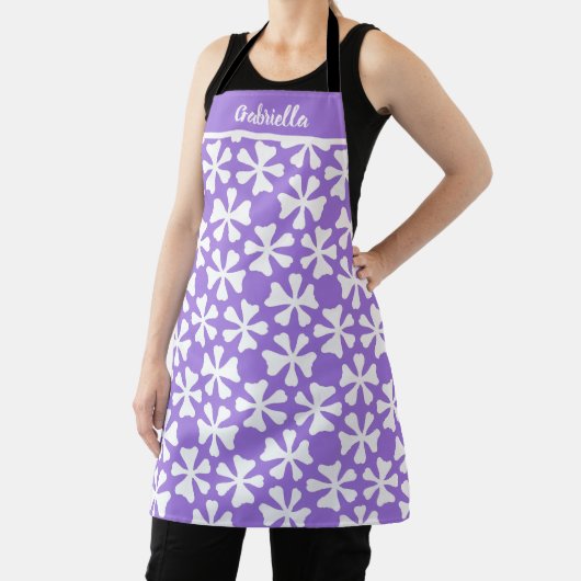 Purple and White Modern Geometric Floral Pattern Schort (Insitu)