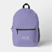 Purple and White | Modern Monogram Bedrukte Rugzak (Voorkant)
