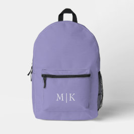 Purple and White | Modern Monogram Bedrukte Rugzak