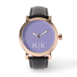 Purple and White | Modern Monogram Horloge