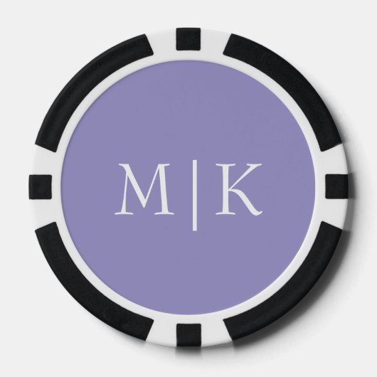 Purple and White | Modern Monogram Poker Chips (Voorkant)