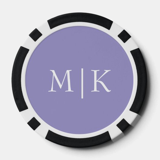 Purple and White | Modern Monogram Poker Chips (Achterkant)