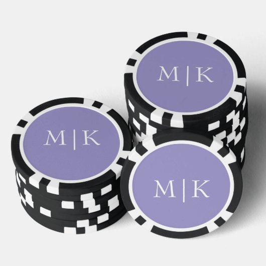 Purple and White | Modern Monogram Poker Chips (Opstapeling)