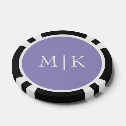 Purple and White | Modern Monogram Poker Chips (Enkel)