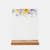 Purple and Yellow Flowers, Baptism Table Numbers Acryl Bord (Voorkant)