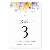 Purple and Yellow Flowers, Baptism Table Numbers Kaart (Voorkant)