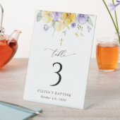 Purple and Yellow Flowers, Baptism Table Numbers Reclamebord Met Voetstuk (Insitu)