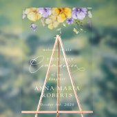 Purple and Yellow Flowers, First Communion Welcome Acryl Bord (Neutraal)