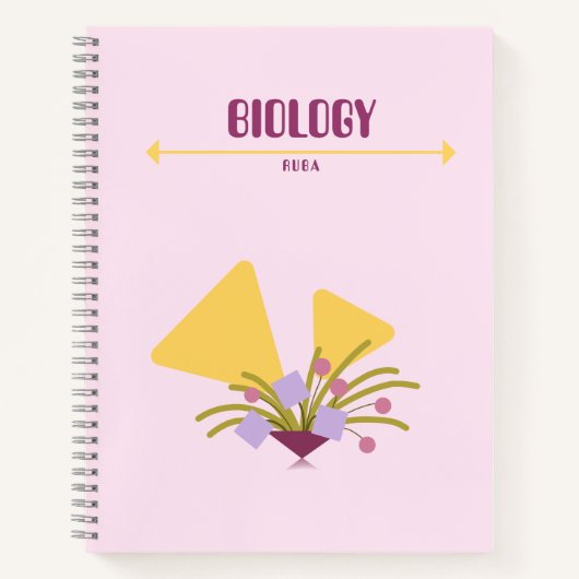 Purple and yellow Notebook with geometric flowers  Notitieboek (Voorkant)