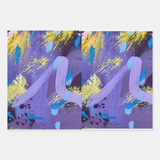 Purple Art Wrapping Paper Flat Sheet Set of 3 (Voorkant 3)