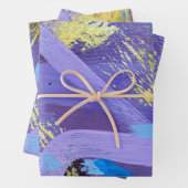 Purple Art Wrapping Paper Flat Sheet Set of 3 (In situ)