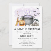 Purple Baby is Brewing Halloween Baby Shower Kaart (Voorkant)