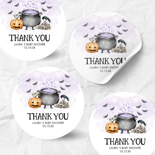 Purple Baby is Brewing Halloween Baby Shower Ronde Sticker